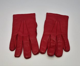 Authentic Vintage HERMES Red Leather Mens Gloves -Shippable