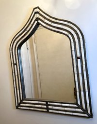 Vintage Moroccan Mirror Handcrafted Wall BoHo Decor Bone Wood Mirror With Leather Backing.