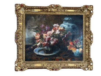 Alfred Theodore Joseph BASTIEN (Belgian 1873-1955) OIL Floral Still Life Painting -Local Shipper Available For