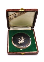 Vintage Sterling Silver Siam Niello Compact Original Box