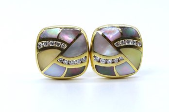 Vintage 18k Yellow GOLD Earrings With DIAMONDS