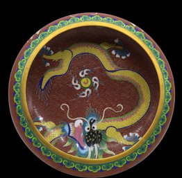 Cloisonne Water Brush Bowl With Dragon Motif