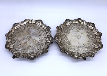 FANTASTIC PAIR- CIRCA 1768-69  By John Cramer   STERLING FOOTED TRAYS