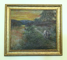 ORIGINAL OIL PAINTING MAN WITH HORSE