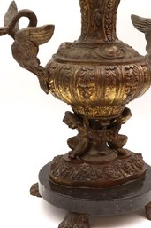 Antique BRONZE Table With SWANS, PUTTI'S AND LION PAWS