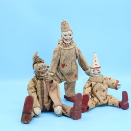 Early 1900's Collection OF THREE SCHOENHUT HUMPTY DUMPTY CLOWNS-SHIPPABLE
