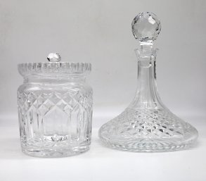 WATERFORD COOKIE JAR AND DECANTER