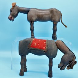 Early 1900's Schoenhut Donkeys With Glass Eyes -SHIPPABLE