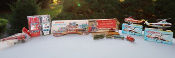 VINTAGE TRAINS,HELICOPTER, CARS TIN COLLECTION