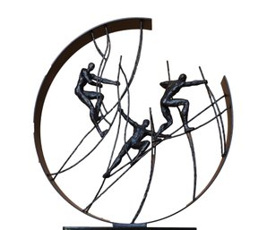 Large 2 Piece -Global Views Climb To The Top Sculpture And Pedestal 35.5'D