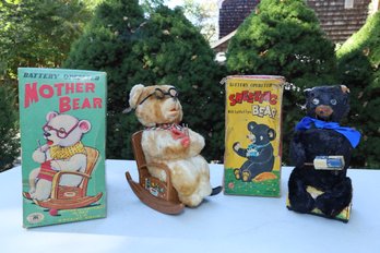 VINTAGE BATTERY OPERATED TOY BEARS WITH ORIGINAL BOXES