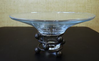 Very Modern Unique Center Bowl W/ Metal /steel Base