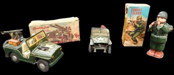 VINTAGE JEEPS AND COMABT SOLDIER TOYS