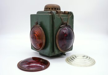 OLD Railroad Signal Lantern With Lenses- HEAVY!!!!!