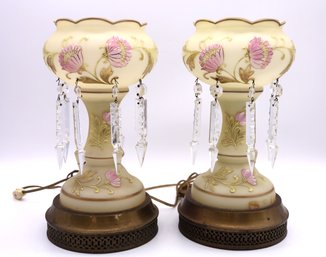 Pair Of Elegant Lusters Hand Painted