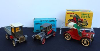 VINTAGE ROLLS ROYCE,ANTIQUE CAR AND PICK UP TRUCK TOYS