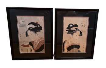 Pair Of Japanese Woodblock Prints - Signed