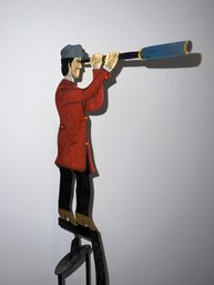 Vintage Nautical Sky Hook Balance Toy Man With Telescope Metal  Victorian Man