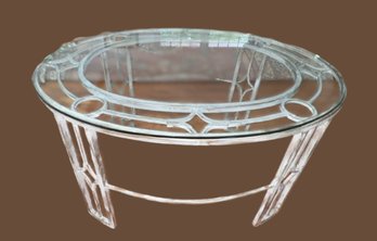 Vintage Wrought Iron Oval Coffee Table