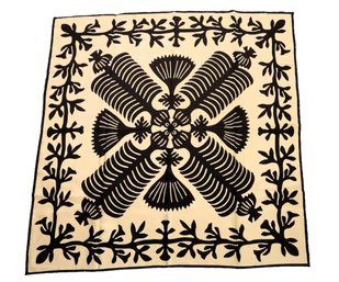 Black & Cream Hawaiian Design Silk Scarf