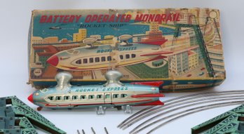 VINTAGE Battery Operated Monorail 'rocket Ship'