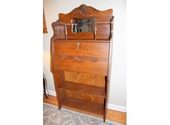 Antique Oak Desk With Mirror