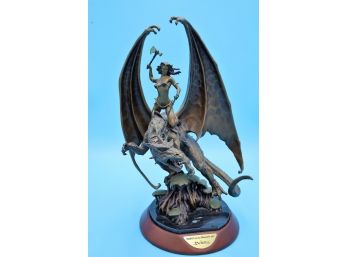 Franklin Mint Bronze 'maiden Of The Dragon's Axe' - Shippable