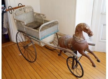 Beautiful Antique Carriage With Original Horse 19th-c