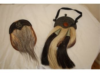 An Adornment For Kilts Horsehair & Metal, & Leather Pair  6'L