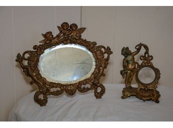 Antique Cherub Mirror And Boy  -Shipping Available