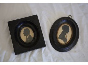 Pair Of Antique Oval & Square Gentleman Silhouette's 'L & 5'L