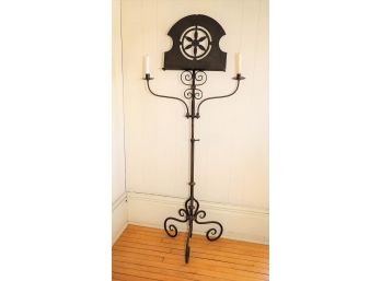 Antique And Unique Telescoping Bookstand With Candle Holders