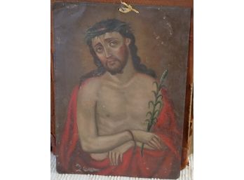 19th C. Mexican Tin Retablo Of Jesus