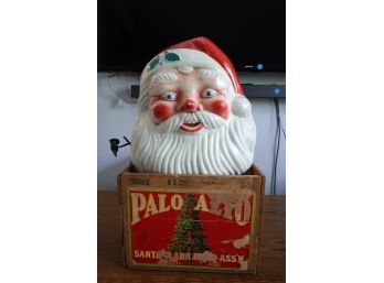 Vintage Wood Box & Santa