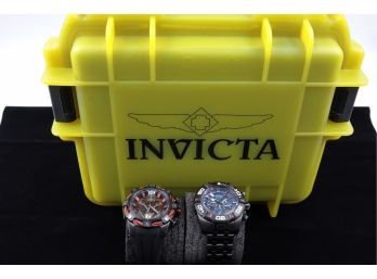 TWO Invicta Men's Watches & 3-watch Invicta Case - LIKE NEW SHIPPABLE