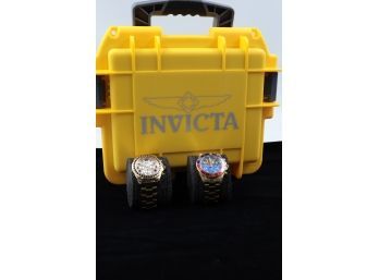 Two Invicta Men's Watches With 3-watch Case - LIKE NEW-SHIPPABLE