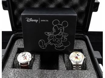 TWO Limited Edition Mickey Mouse Invicta Watches & Disney Watch Case - LIKE NEW SHIPPABLE