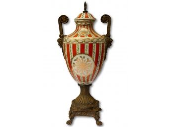 Elegant Tangerine Color Porcelain Urn