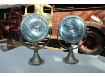 Vintage ORIGINAL Pair Of Steel Search Lights By Ray Line Jabsco -SHIPPABLE