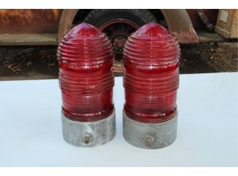 VINTAGE ORIGINAL Pair Of Red Glass Vapor Light - SHIPPING