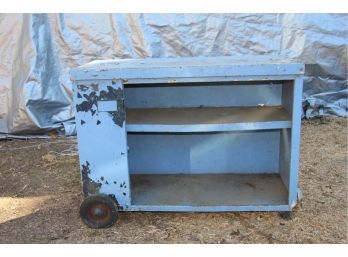 VINTAGE BLUE INDUSTRIAL CART