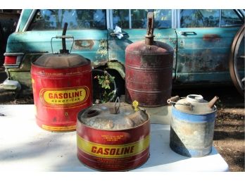 4- Vintage Metal Gas Cans