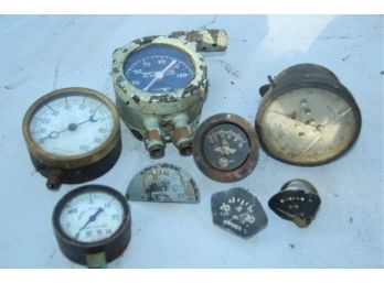 8 - Vintage ORIGINAL Pressure Gauges -SHIPPABLE Think Steam Punk!