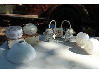 Vintage Light Fixture & Glass Light Globes