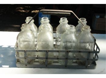 Vintage Milk Bottles In A Holder - Why Buy Repo!