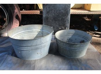 VINTAGE -3 GALVINIZED WASH BUCKETS