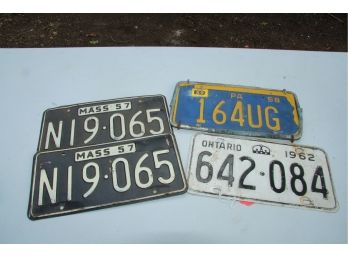 Vintage Out Of State License Plates  Mass  OntarioPA 57-62-SHIPPABLE