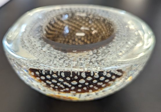 Mid-Century Murano Glass Dish/Bowl With Controlled Bubble Effect