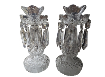 Waterford Irish Crystal Pair Of Mantle Lustres Candle Sticks