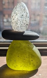 Art Glass Cairn Rock Totem By Artist Melanie Guernsey-Leppla Mad River Glass